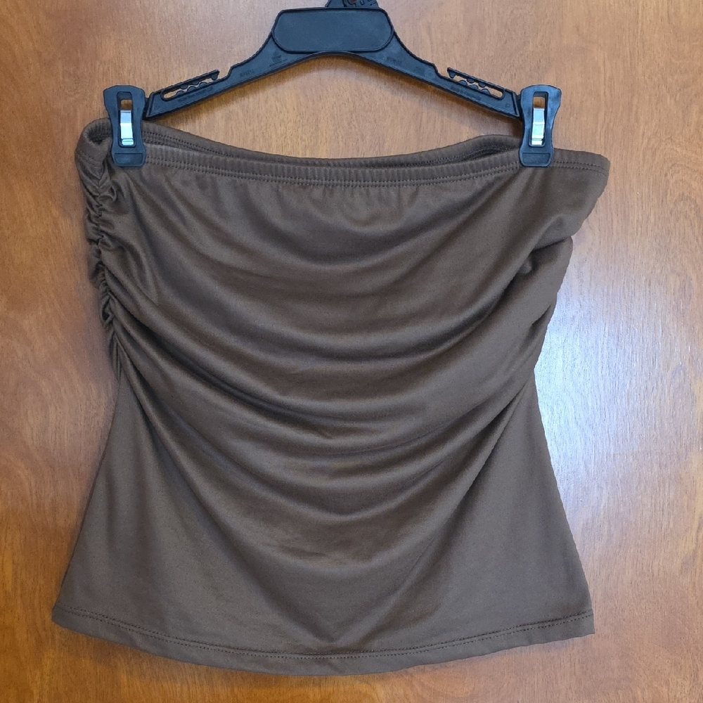 Chic Brown Ruched Women's Blouse